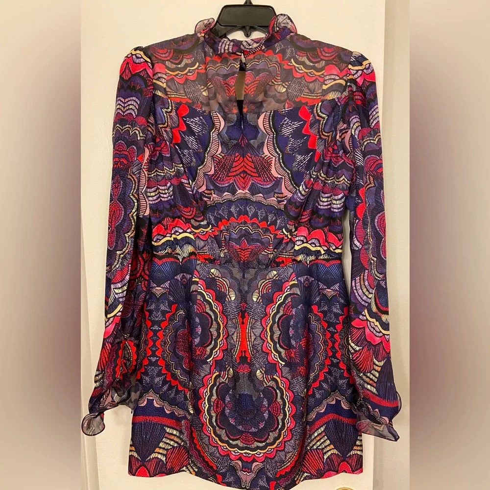 NWT Saloni Rina B Mini Dress Prism Crystalline Print Size 10 - Picture 5 of 9